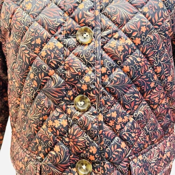 NWT CROFT & BARROW Women Button Down Quilted Vines Pattern Jacket Lightweight PM - Picture 3 of 15